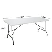 WANGBOY 6/8' Folding Utility Table, Fold-in-Half Portable Plastic Picnic Party Dining Camp Table-6FT